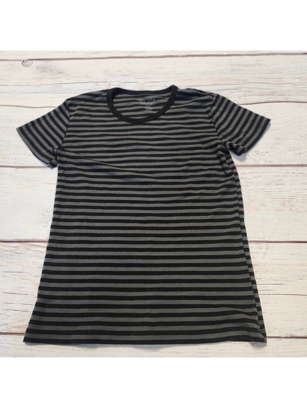 John Galt Black and Gray Striped Cotton T-Shirt Size Medium